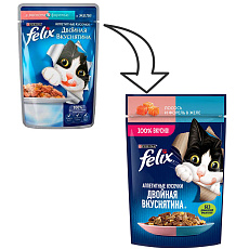 Felix Двойная вкуснятина для кошек (Лосось и форель в желе)